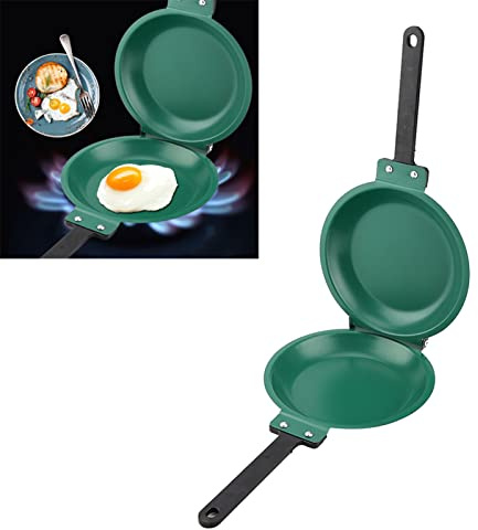 Segutage Sartén de Doble Cara, 19.3 CM Sartén de Abatible, Verde Vuelta Huevo Frito para Hacer Tortitas Utensilio de Cocina