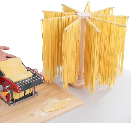 YITONGFU Séchoir à pâtes, Grand Séchoir à Pâtes en Bois avec 9 Bras Amovibles, avec Socle,Support à Pâtes Pliable Et Réutilisable, Hauteur 45 cm