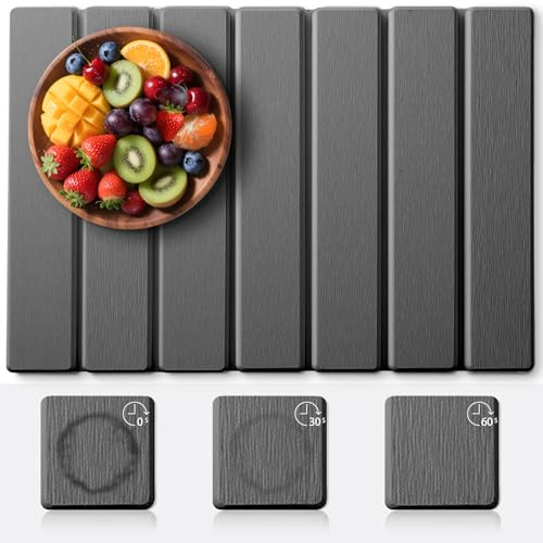 Kteeurqer Escurreplatos - Escurreplatos Diatomita Absorción Rápida y Secado Rápido Alfombrilla Diatomita Piedra Diatomita y Alfombra Escurridor de Platos Fregadero de Cocina (Gris Oscuro, 40 x 30cm)
