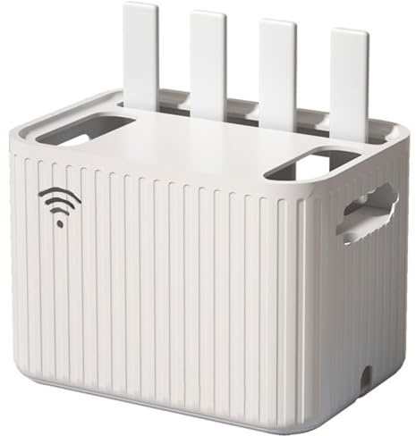 Verstecken Kabelbox WLAN Steckdosen Router Kasten mit Belüftung und Kabelschlitz Signalfreundlich Router Schrank Wandbehang Kabel Organizer Büro Zuhause Set-Top-Box Kabelversteck Staubschutz(Weiß)