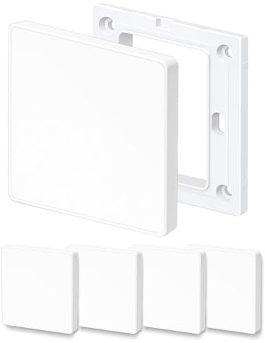 Blind Wall Plate, Pack of 4 Blank Cover Flush-Mounted 8.6 x 8.6 cm, Plastic Screwless Blank Single Gang Socket Cover White for Unused Sockets or Switches