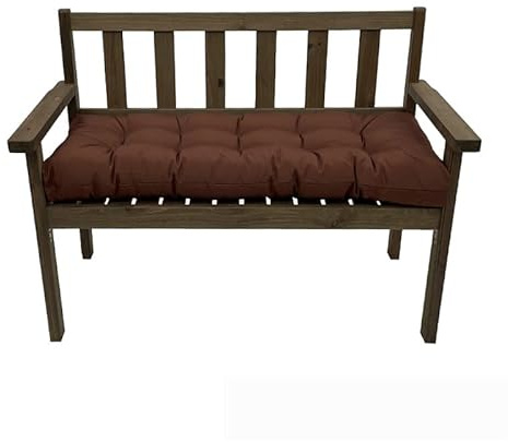 Coussin de banc de jardin imperméable pour extérieur, 120 cm, pour 2/3 places, 8 cm d'épaisseur avec attaches Marron foncé 150 x 50 x 8 cm