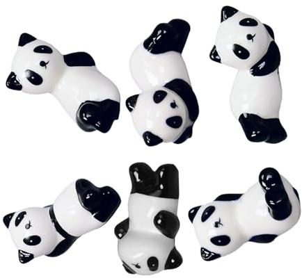 VINTORKY Poggia Bacchette a Forma di Panda Bianco Set 6 in Pratici e Facili da Pulire, Porta Bastoncini Stili Multipli per Cucina Orientale e Decorazione Tavola Stili Multipli