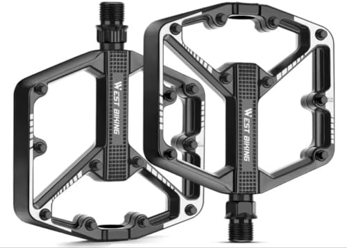Pedali per bicicletta MTB in alluminio, pedali piatti, 9/16 pollici, antiscivolo, cuscinetti sigillati, per mountain bike, BMX, trekking, bici da corsa, e-bike, colore nero