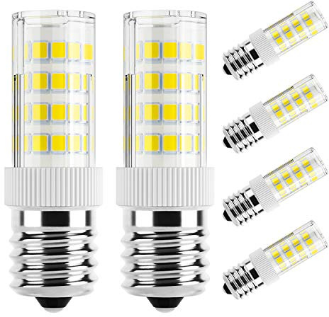 DiCUNO E17 LED Bulb, Appliance Bulbs, Microwave Oven, Stovetop Light, 4W 400lm, Daylight White 6000K, Non-dimmable 40w Halogen Equivalent Replacement, 6-Pack
