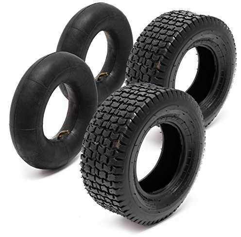 Wiltec 2X Reifenmantel 2X Schlauch für Aufsitzmäher/Rasentraktor 18x8.50-8 4PR Winkelventil