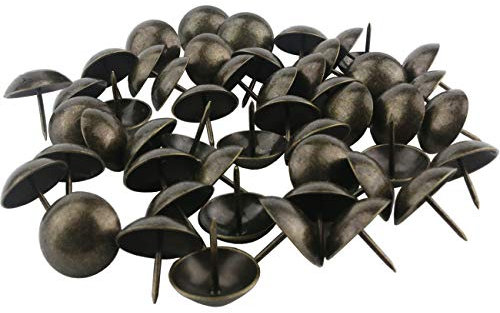 Ogrmar 50PCS Round Large-Headed Nail/Antique Upholstery Nails/Furniture Tacks 1 Diameter Antique Brass (1 x 1)