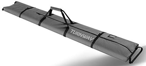 TurnWay Skitasche | Aufbewahrung & Transport Ski bis 215 cm, Stöcke & Extras | Wasserdicht - für Männer, Frauen und Jugendliche (Grau)