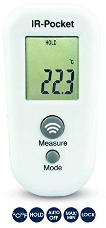 IR-Pocket infrared thermometer with max/min, display hold & lock functions