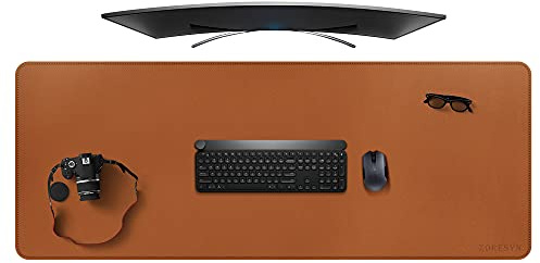 ZORESYN Schreibtischunterlage 160x60cm Braun - XXL Premium Kunstleder mit Rutschfester Unterseite für Homeoffice & Büro - Abriebfeste Nahtdesign, ergonomisch & langlebig
