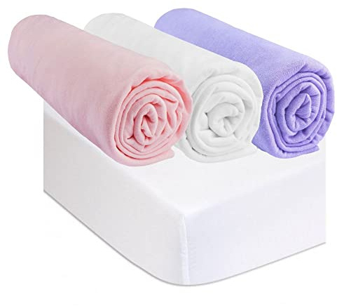 Easy Dort Kit de 3 Draps Housse 60x120 cm Lit Bébé Lit Parapluie + 2 Protèges Matelas 60x120 | 100% Coton | Multicouleur | Ultra Doux, Respirant | Sommeil | Certifié Oeko Tex | Fabriqué en UE