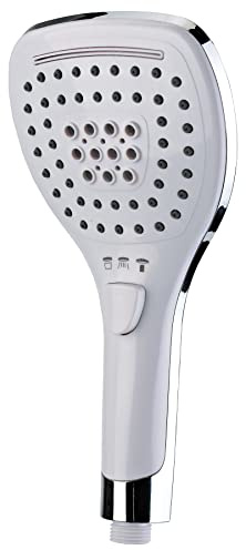 AQG - Mango de Ducha Cromado y Blanco. Cabezal para Ducha Anti Cal. Teléfono, Alcachofa de Ducha con Funciones y modelos variados. (Noa Blanco)