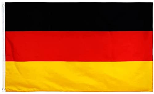 Bandiera Tedesca Grande 150x90 con 2 Occhielli Alta Qualità Resistente alle Intemperie Bandierone Nazionale per Esterno Bandiera Germania da Balcone Stadio ed Eventi