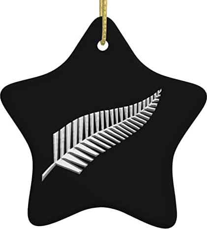 3 Stück Christbaumschmuck Neuseeländischer Maori-Farn, Sternform Christbaumschmuck Anhänger Keramik Weihnachtsdeko Mit Hanfseil Weihnachtsanhänger