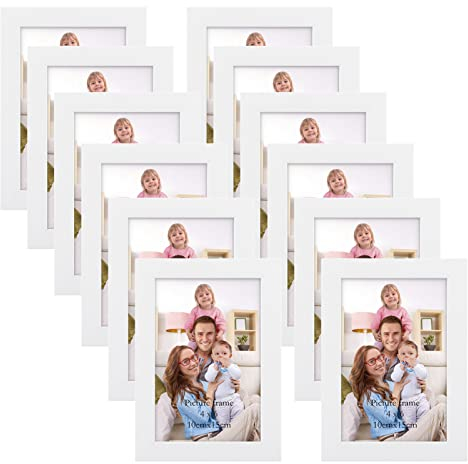 Giftgarden 12 Stück Bilderrahmen Set 10x15 cm für 15x10 Fotos und Bilder, Moderne Weiß Fotorahmen Collage, Wand- oder Tischaufsteller - Geschenk Freund