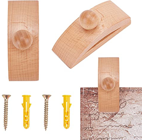 GORGECRAFT 2 Sets Holz-Steppdecken-Wandaufhänger Wandteppich-Aufhänger Teppich- Und Wandquilt-Clips Mit Schraube Und Ankerstopfen Für Wandteppiche Teppiche Faserkunst Bräune