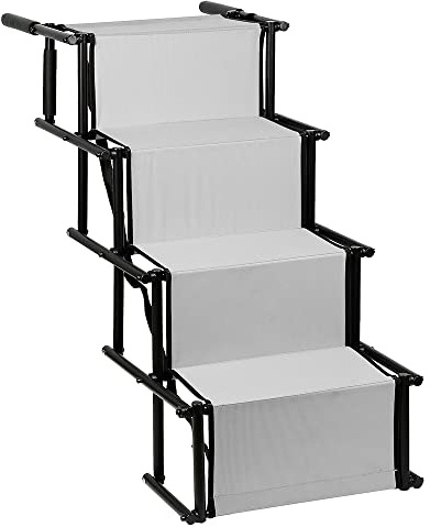 Rampa para perros, escaleras para perros grandes y pequeños, rampa para perros, coche, rampa plegable para coche, sofá o cama, antideslizante, cargable hasta 80 kg (beige, 45 x 135 x 76 cm)