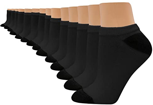 Hanes Womens Value Pack, No Show Soft Moisture-wicking Socks, Available In 10 And 14-packs, Black - 14 Pack, 8-12 US