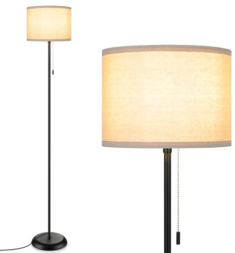 FOLKSMATE Floor Lamp for Living Room, LED Modern Simple Standing Lamps, Tall Lamp for Bedroom, Kid, Office, Reading Room Black Pole Light Without Bulb