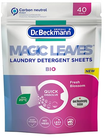 Dr. Beckmann MAGIC LEAVES Laundry Detergent Sheets BIO | Convenient and pre-dosed laundry detergent sheets | Dissolvable & climate neutral | 40 sheets