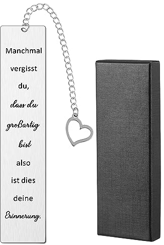 Otuuz Metall Lesezeichen mit Schwarzer Geschenkbox Inspirierendes Lesezeichen Dankeschön Bookmark mit Herz Anhänger Mutmacher Geschenk für Buchliebhaber Frauen Männer Kollegen