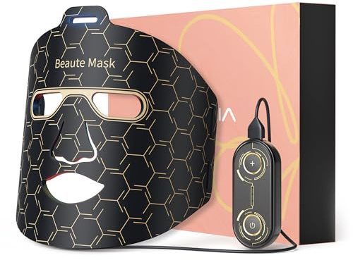 IBORRIA LED-Gesichtsmaske mit Rotlichttherapie, Led Maske Lichttherapie für Gesicht und Haut, 3-Farben mit Nahinfrarotlicht, Pflegegerät und Schön für alle Hauttypen, zu Hause (Schwarz)