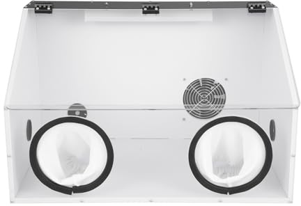 2 Holes Fully Enclosed Electric Grinding Table Polisher Dust Box Acrylic Cover Dust Box w/LED Light and Fan for Polishing Machine