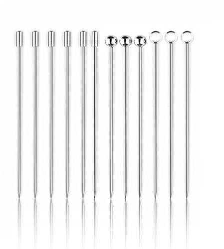 BZKSER Bastoncini da Cocktail in Acciaio Inossidabile - 12 PCS Cocktail Stick in Acciaio Inox Bastoncini di Frutta,Stuzzicadenti in Metallo Riutilizzabili Spiedini per Antipasti Sandwich di Frutta