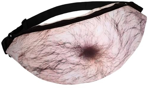 Weewooday Bierbauch Tasche Bauch Gürteltasche Lustige Bauchtasche Verstellbare Vater Hüfttasche mit Reißverschluss für Herren Damen Wandern Radfahren Reise Aprilscherz Geschenketausch (Üppige Haare)