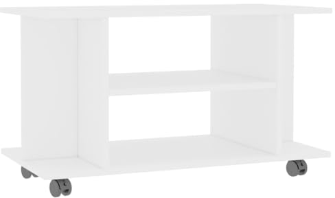 QZZCED TV-Sideboard Fernsehschrank TV-Ständer tv Tisch TV-Schrank mit Rollen Weiß 80x40x40 cm Holzwerkstoff für Wohnzimmer Schlafzimmer Unterhaltungsgerät