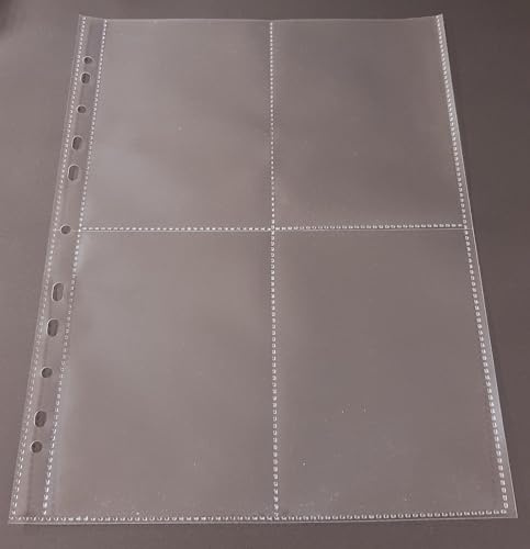 PS-Handelshaus A4 Sammelhüllen 4 Fächer (A6) für Karten, 120my, 5x100 St. | Ideal für Postkarten & Fotos, Prospekthülle mit Abheftrand, Robuste Klarsichthülle für Alben, Dokumentenecht, Recycelbar