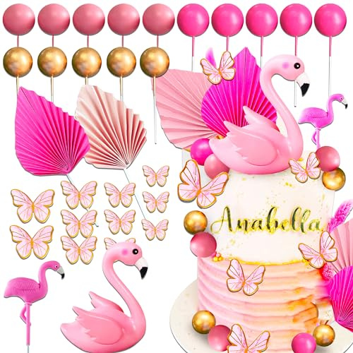 JeVenis Rosa Flamingo Kuchen Topper Hawaii Luau Kuchen Dekorationen