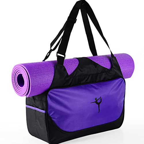 Leapiture Yoga-Tasche, Fitness-Übungen, wasserdichter Yoga-Rucksack, Nylon, lila, Sporttasche, Yoga-Tragetasche, Yoga-Mattenträger für Damen