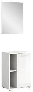 möbelando Garderoben-Set >Prego< in weiß/weiß Hochglanz - 55x191x37cm (BxHxT)