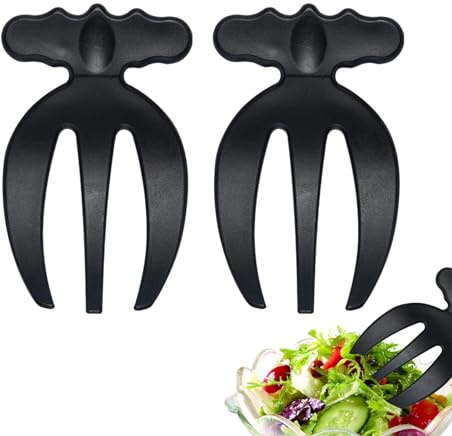 Mains à salade pour servir, pince mélangeur à salade, ustensiles de cuisine pour salade – Lot de 2 pièces avec mains à salade résistantes à l'usure, pince mélangeur portable avec large