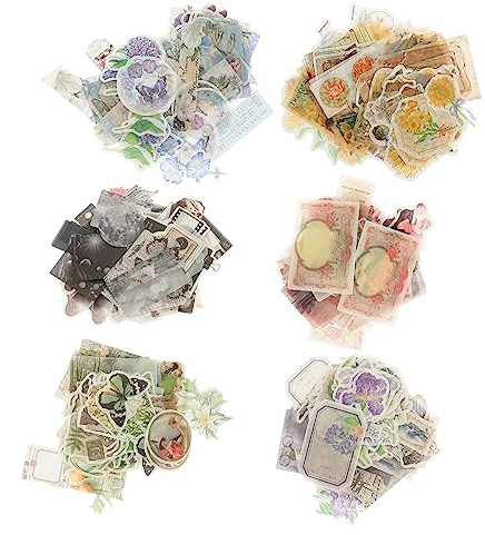 Gogogmee 600blätter Hochwertige Diy Scrapbooking Sticker Im Vintage Stil Vielseitige Tagebuch Dekorationsmaterialien Für Journal Planer Und Fotoalben Selbstklebend Handabreißbar Im Paket