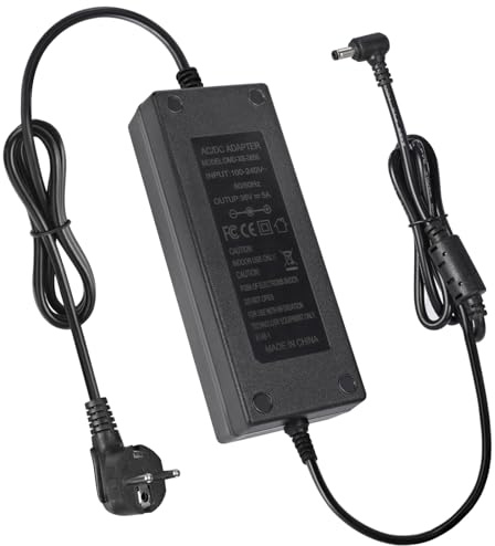 DC 36V 5A Netzteil, 180W AC 100-240V zu DC 24V Netzteil Transformatoren, 5.5 x 2.5mm/ 5.5 x 2.1mm DC Jack, Schalten PC Netzkabel für Wireless Router, CCTV Sicherheitssystem, LCD Monitor EU Stecker