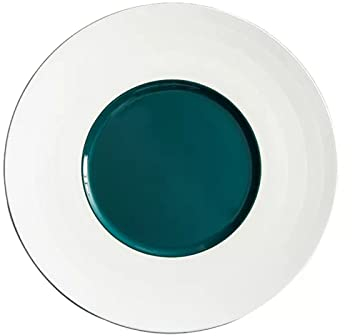 BGFYUSF Piatti Piani Piatto Piano in Ceramica Stile Occidentale Piatto Rotondo da Bistecca Piatto Verde per Bistecca, Pasta, Pizza, Casa, Festa, Cucina del Ristorante Stoviglie，One Color-11.2 inch