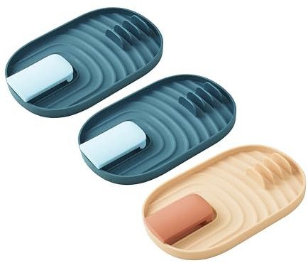 Spoon Rest for Stove Top 3 Pcs - Foldable Spoon Holder for Stove Top - Spatula, Tong & Pot Lid Holder for Kitchen Counter - Utensil Rest for Countertop While Cooking - Kitchen Spatula Rack