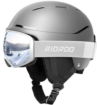 RIOROO Casco De Esquí con Traje De Gafas, Casco De Deportes Transpirables con Gafas, Adecuado para Deportes De Nieve, Snowboard A Prueba De Viento, Adecuado para Hombres Y Mujeres JóVenes