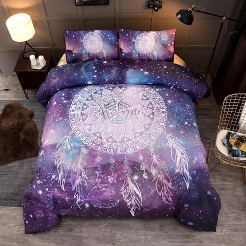 CHCHNXY Bettwäsche 135x200,Sternenhimmel-Traumfänger Flauschige Weich Microfaser Bettbezug Mit Reißverschluss,Für Kinder Jungen Mädchen Junge Bettwäsche-Sets(2*Kissenbezug 80x80cm