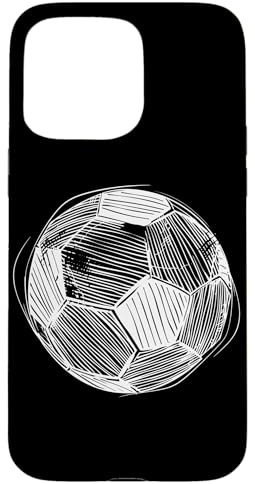 Coque pour iPhone 15 Pro Max Ballon de football Dessin au trait Football Pitch