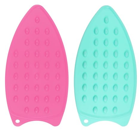 sourcing map 2pcs Silicone Iron Rest Pad, Multipurpose Iron Hot Resistant Mat Iron Rest Plate for Ironing Board Hot Heat Resistant Steam Compact Mat, Fuchsia/Turquoise