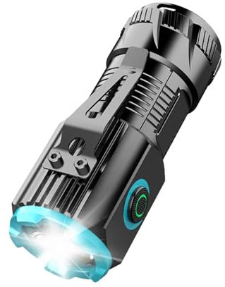 Linterna de camping – Linternas pequeñas potentes | Linterna LED Minii con clip e imán de cola | Luz de camping recargable tipo C | Linterna de alta intensidad para senderismo