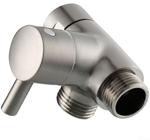 Honseadek Valvola deviatrice per doccia in ottone, G1/2 a 3 vie con adattatore a T, connettore splitter, per controllo del flusso d'acqua fisso a mano (spazzolato)