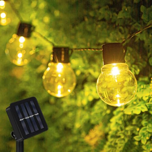 GOMETY Solar Lichterkette Außen, 3.5M 10er LED Aussen Solar Glühbirnen Lichterkette, Wasserdicht Solarbetriebene Lichterkette Warmweiß für Garden Party Hof Balkon Parteien Patio Hochzeit