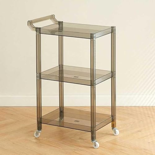Acryl-Barwagen mit Rollen und Griff, multifunktionales mobiles Weinregal, Servierwagen für Küche, Esszimmer, Wohnzimmer, transparenter Aufbewahrungs-Organizer