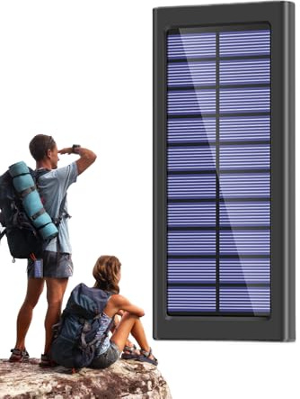 Fyrdyn Chargeur solaire, chargeur de téléphone portable, batterie externe 10 000 mAh, appareil portable pour la maison, la randonnée, les voyages, le camping, la survie