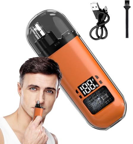 Yuemeuy Épilateur Nasal | Appareil Oreille et Nez pour Hommes - Tondeuse Sans Fil avec Affichage Numérique, Kit de Toilettage Visage Sourcils Étanche