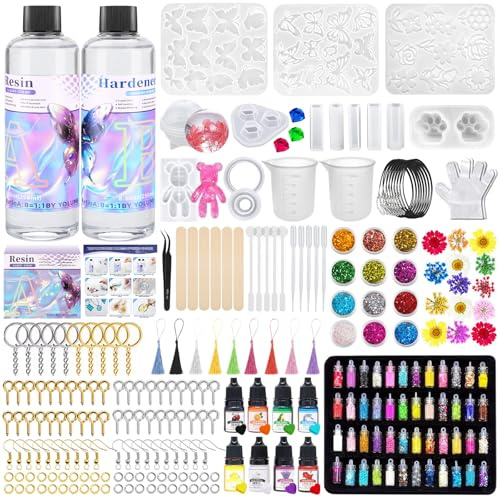ZUSUZU Resina Epossidica Trasparente Kit Principianti 512ml - Rapporto 1:1 Colla Resina Epoxy con Indurente per Creazione Gioielli Fai da Te, Legno, Decorazioni, Resina per Creazioni